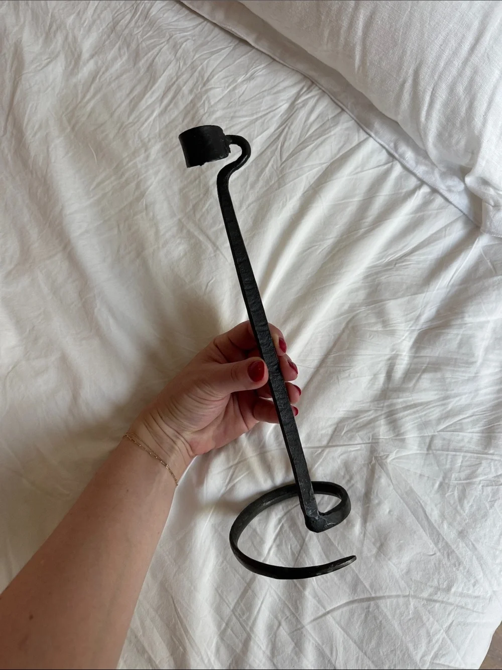 Vintage Lance Cloutier Brutalist Style Hand Forged Iron Candle Stick